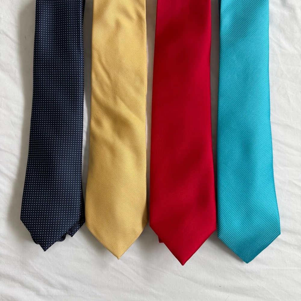 Elegant Men's Tie Bundle- Navy, Yellow, Red, and Teal